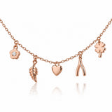 Glücksbringer Armband 925 Silber Roségold – Charm Armband mit Anhängern