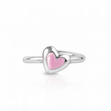 Herz Ring 925 Silber Rosa verstellbar