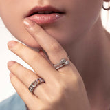 Offener Doppelring Silber Statement Ring