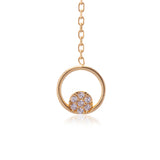 Gold Ohrring mit Kette und Kreis mit Zirkonia