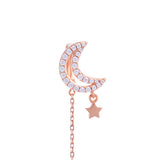 Rosegold Ohrring mit Zirkonia Steinen in Mond Form