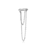 Silber Earcuff mit Kette und Zİrkonia Stein
