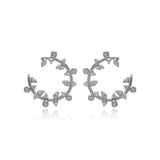 Silber Ohrringe mit offenem Kreis und Zirkonia Steinen