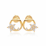 Gold Ohrstecker rund mit Zirkonia Steinen