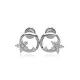 Silber Ohrstecker rund mit Zirkonia Steinen