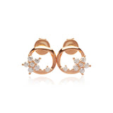 Rosegold Ohrstecker rund mit Zirkonia Steinen