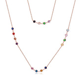 Rosegold Kette mit bunten Zirkonia Steinen
