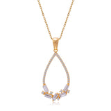 Gold Kette mit Anhänger in Tropfenform mit Zirkonia Steinen