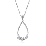 Silber Kette mit Anhänger in Tropfenform mit Zirkonia Steinen