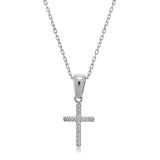 Silber Kette mit Kreuz Anhänger mit kleinen Zirkonia Steinen