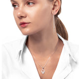 Silber Kette mit Anhänger mit Zirkonia Steinen Handform