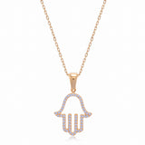 Gold Kette mit Anhänger mit Zirkonia Steinen Handform