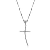 Silber Kette mit Kreuz Anhänger mit Zirkonia Steinen