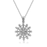 Silber Kette mit Schneeflocken Anhänger mit Zirkonia Steinen