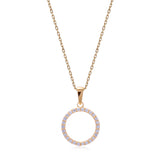 Gold Kette mit Kreis Anhänger und Zirkonia Steinen