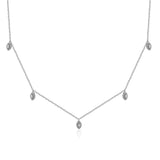 Silber Kette mit fünf Anhängern in Navette Form mit Zİrkonia Steinen