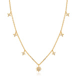Gold Kette mit Stern Anhängern und Zirkonia Steinen