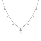 Silber Kette mit Stern Anhängern und Zirkonia Steinen