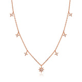 Rosegold Kette mit Stern Anhängern und Zirkonia Steinen