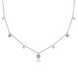 Silber Kette mit sieben Stein Anhängern