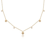 Gold Kette mit sieben Stein Anhängern