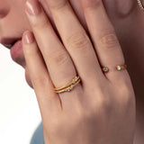 Zarter Stacking Ring aus 925 Silber – minimalistischer Ring in Gold vergoldet seitlich am Finger