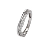 Zirkonia Ring rhodiniert 925 Silber – moderner Wave Ring mit Zirkonia
