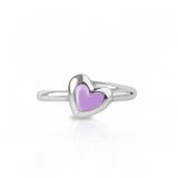 Herz Ring 925 Silber Lila verstellbar
