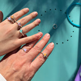 Herz Ring 925 Silber am Finger bunt