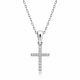 Kreuz_Mini_Silber_Damenkette mit Steinen