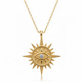 Sonnen Kette mit Auge 925 Silber vergoldet – Halskette mit Zirkonia