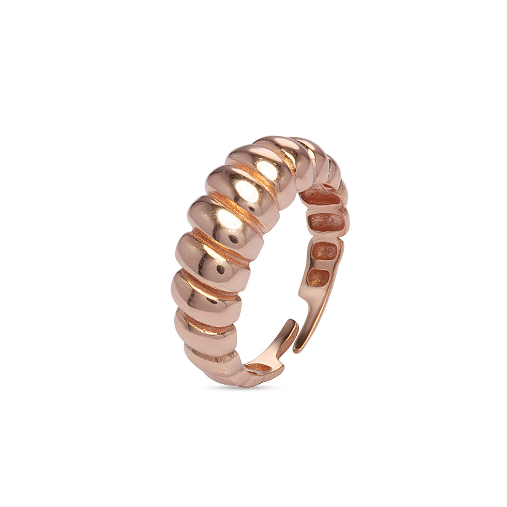 Detail geschwungener Silberring 925 – modernes Wave Design Rose