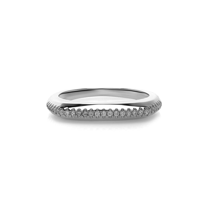 Square Ring Silber mit Zirkonia Steinen