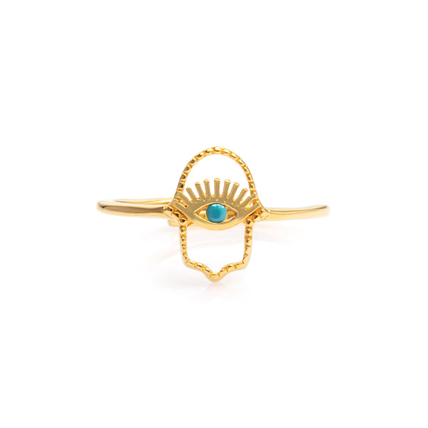 Gold Ring mit Hand Symbol