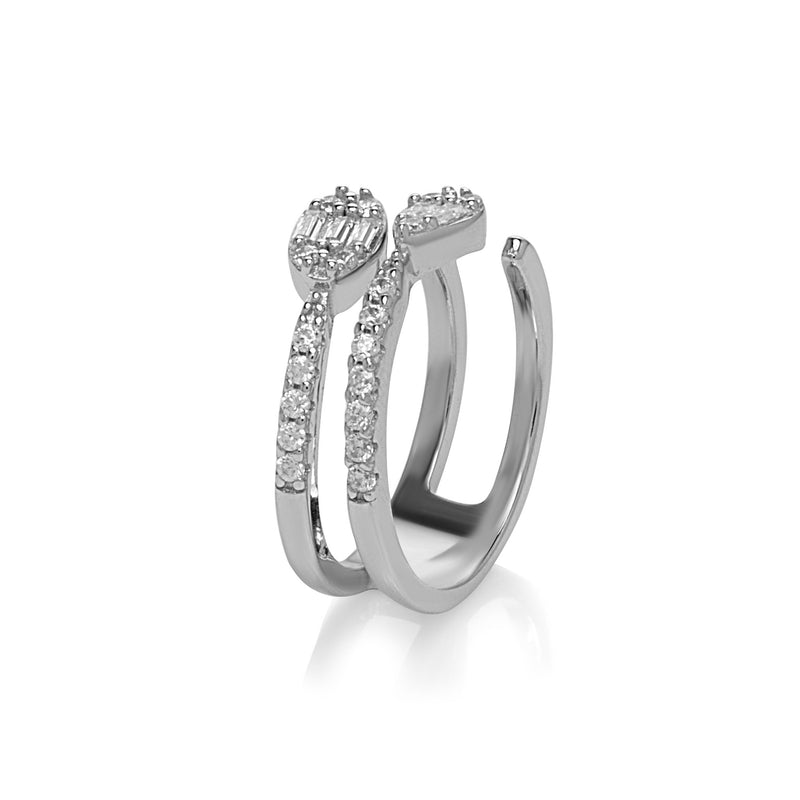 Offener Doppelring Silber Statement Ring