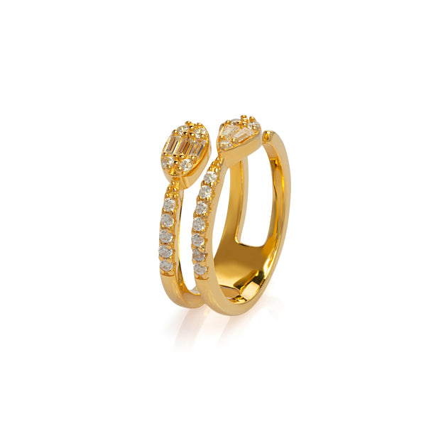 Offener Doppelring Gold Statement Ring