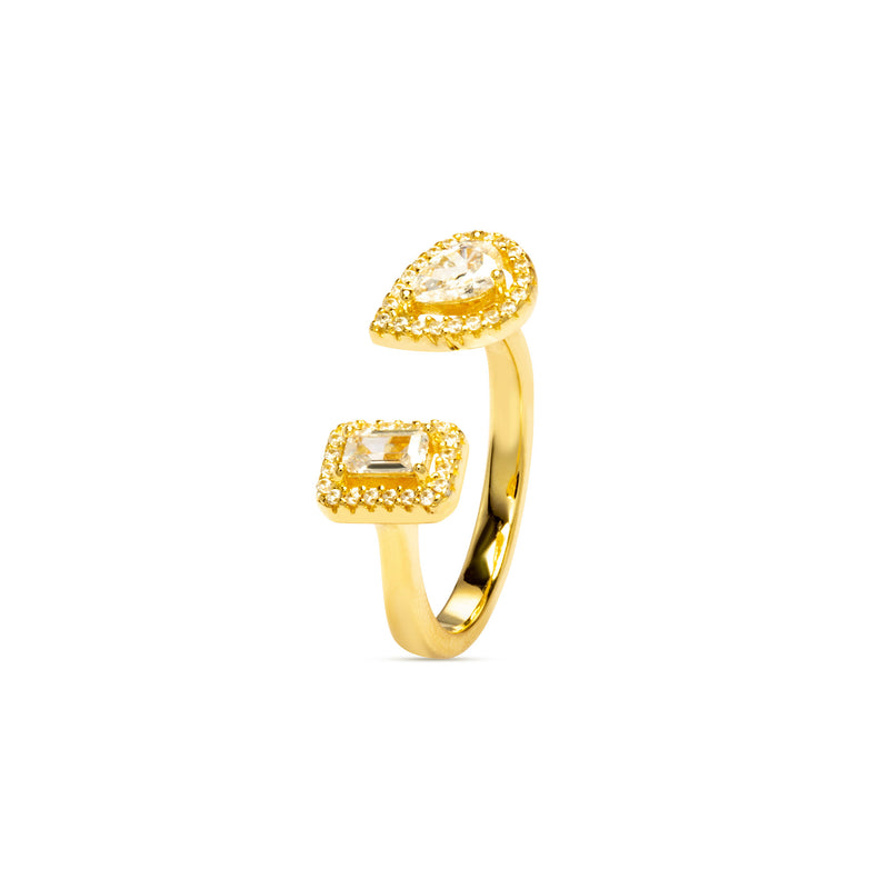 Offener Gold Ring mit grossen Zirkonia Steinen