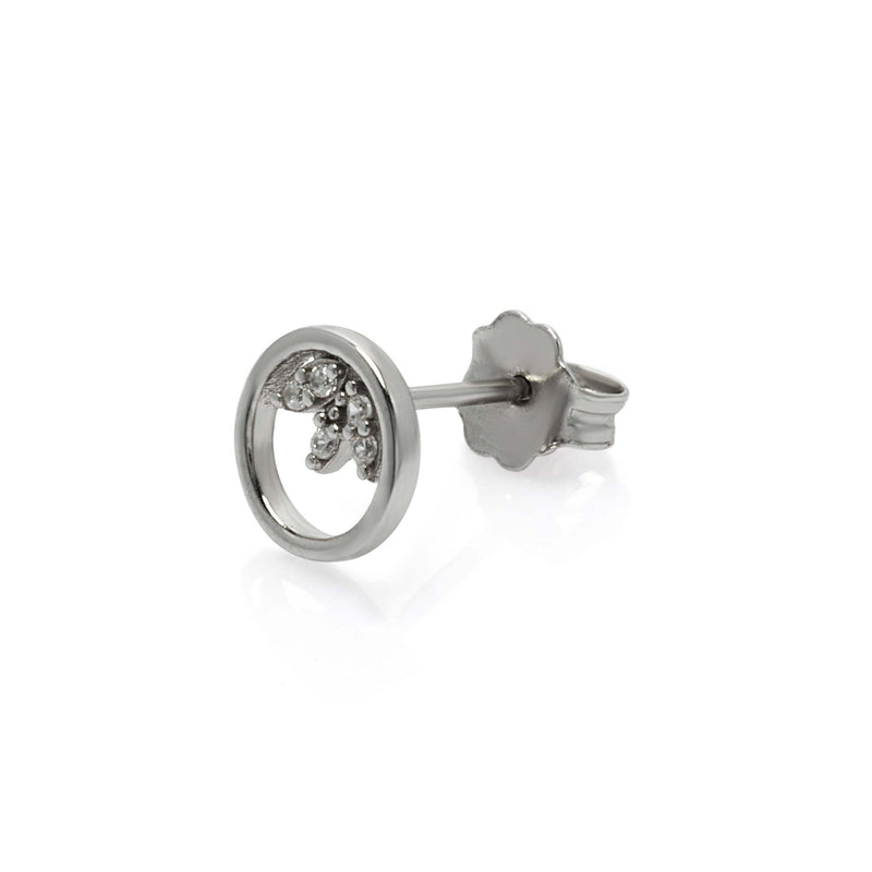 Kleine Silber Ohrringe in Kreis Form mit Zirkonia Steinen