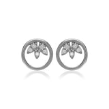 Kleine Silber Ohrringe in Kreis Form mit Zirkonia Steinen