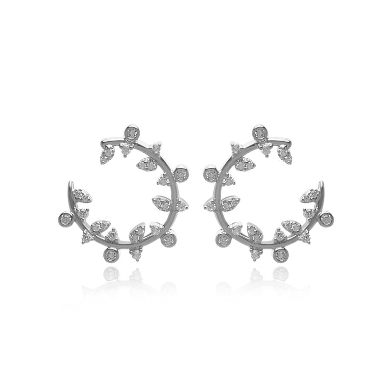 Silber Ohrringe mit offenem Kreis und Zirkonia Steinen