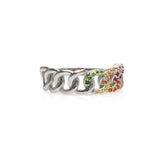 Rainbow Chain Ring aus 925 Silber – Ring mit bunten Zirkonia Steinen