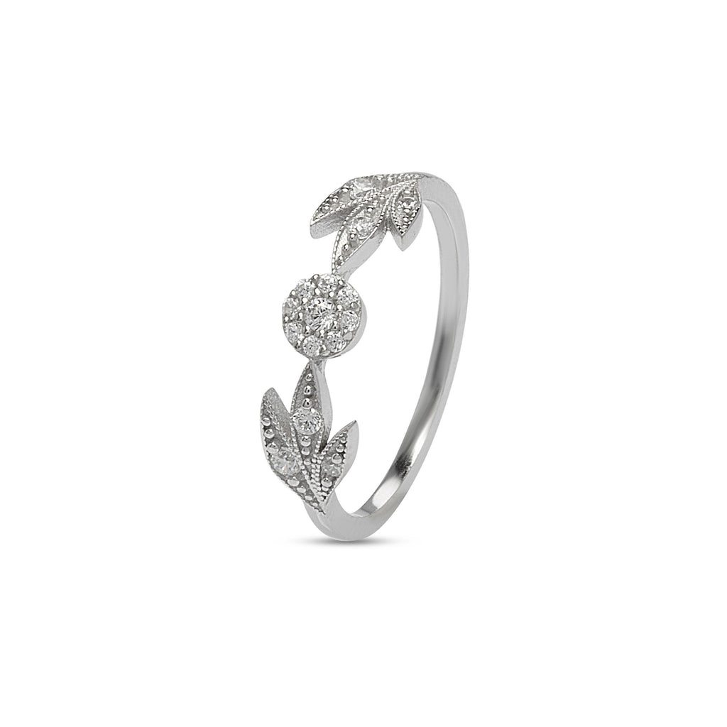Seitliche Ansicht Ornament Ring 925 Sterling Silber – strukturierter Ring