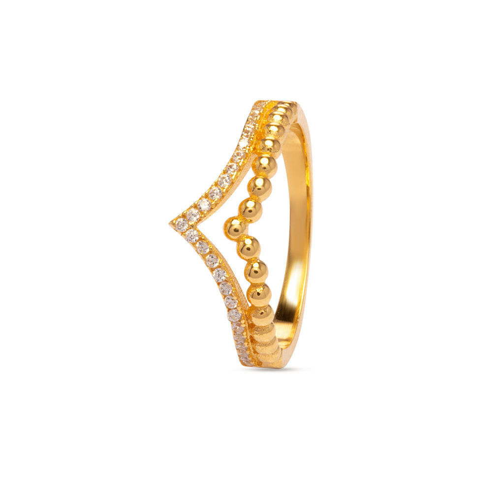 V Shape Ring 925 Silber – Zirkonia Ring mit spitzer Form gold